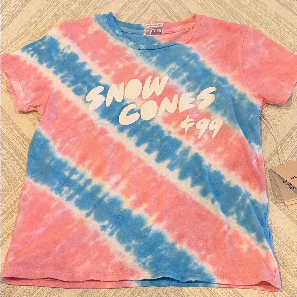 Mother The Lil Goodie Goodie Snowcone Tee Tie Dye Puff Print Size S NWT